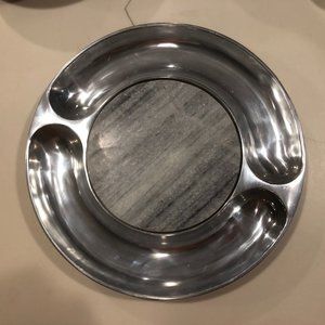 Pottery Barn Marble and Silver Plated Serving Tray